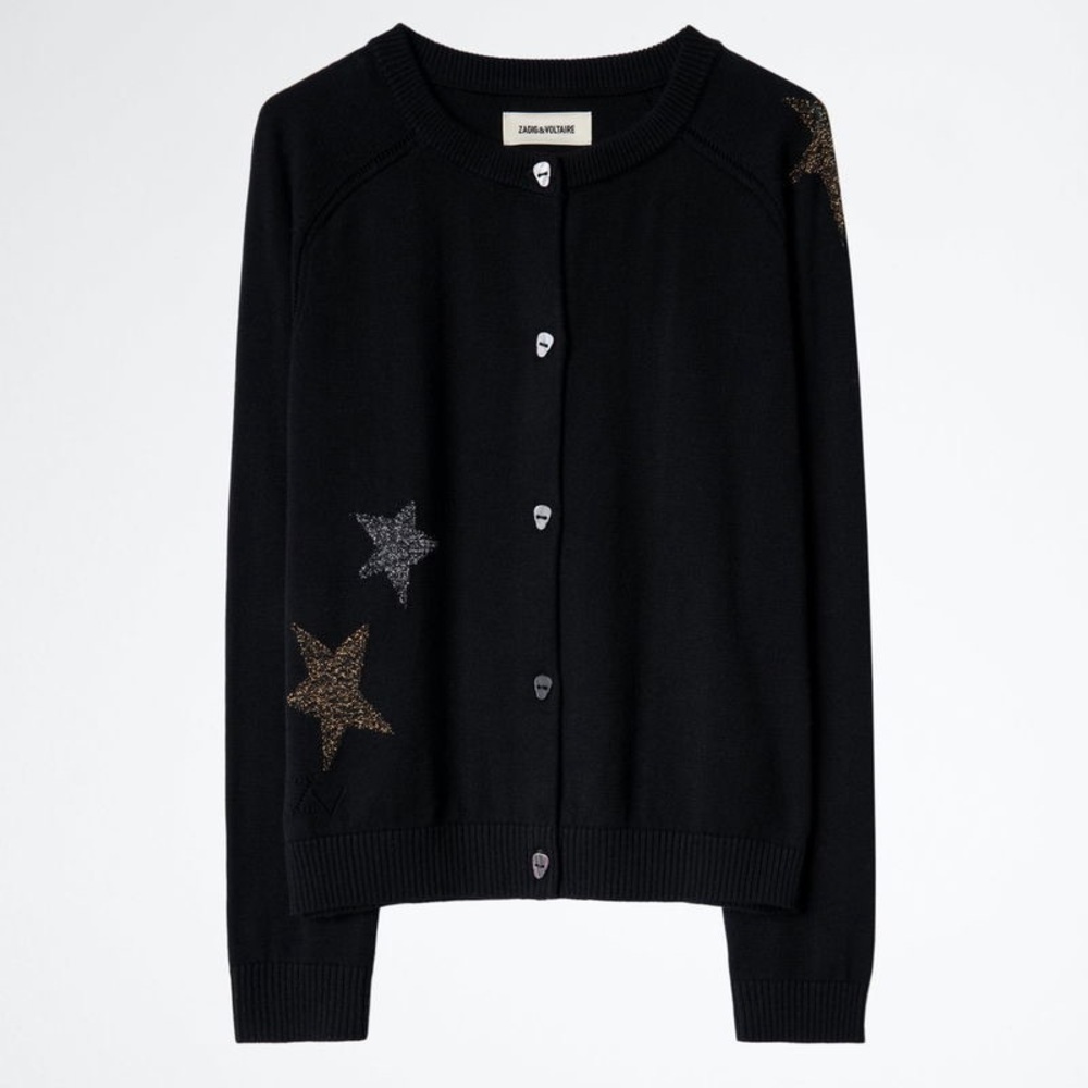 Zadig & Voltaire Black Cardigan with Star Accents